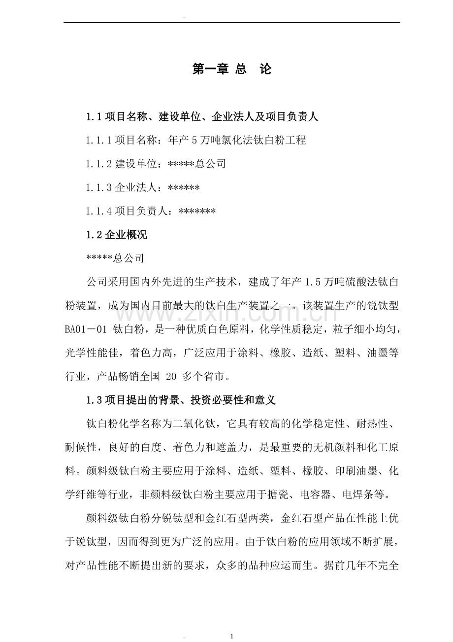 年产5万吨氯化法钛白粉工程项目建设可行性研究报告.doc_第2页