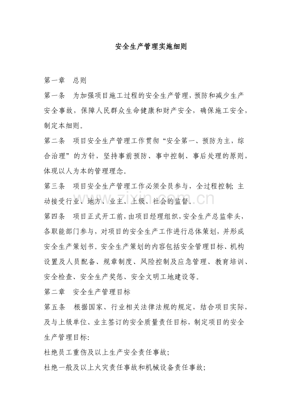 建筑建设公司安全生产管理实施细则模版.docx_第1页