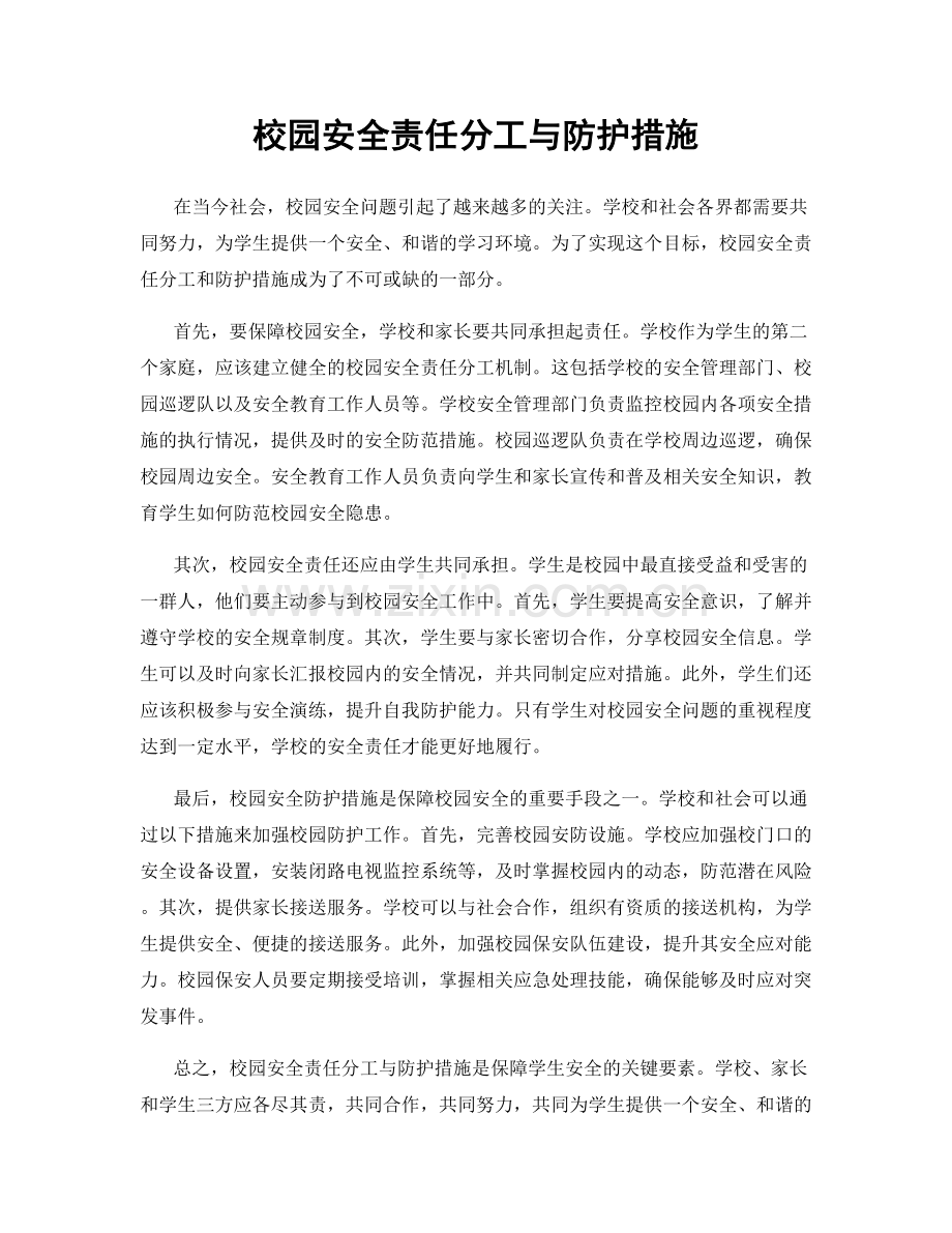 校园安全责任分工与防护措施.docx_第1页