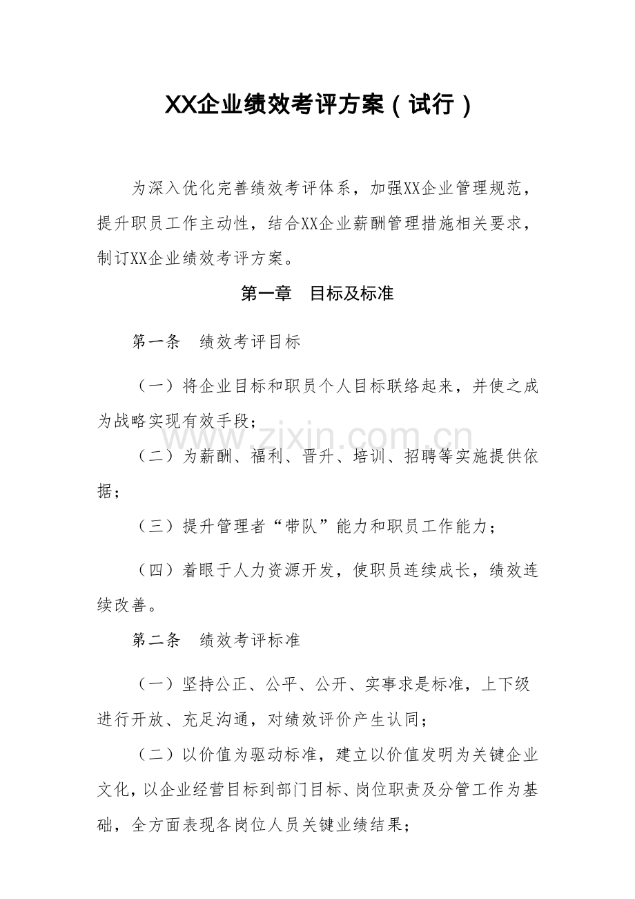 公司绩效管理考核专项方案.docx_第1页