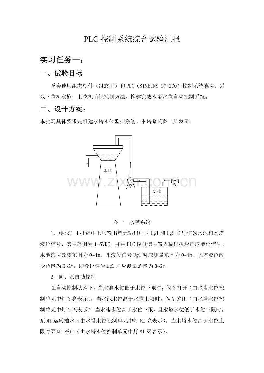 PLC控制新版系统综合实验报告.doc_第1页
