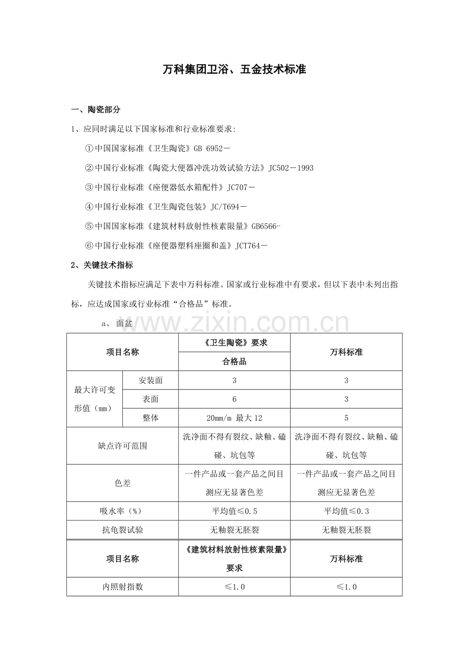 卫浴五金核心技术基础标准.docx_第1页