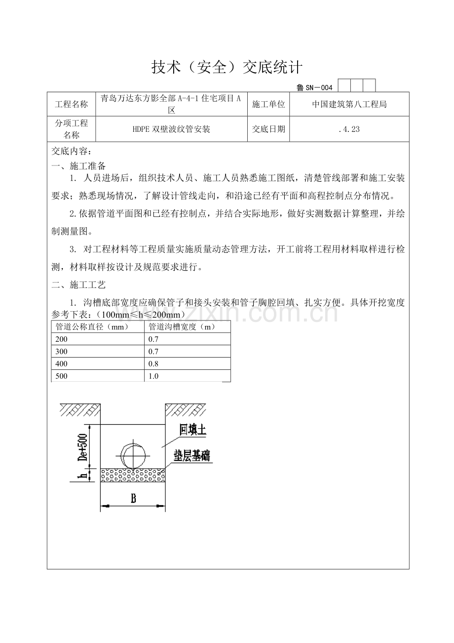 室外HDPE双壁波纹管关键技术交底.docx_第1页