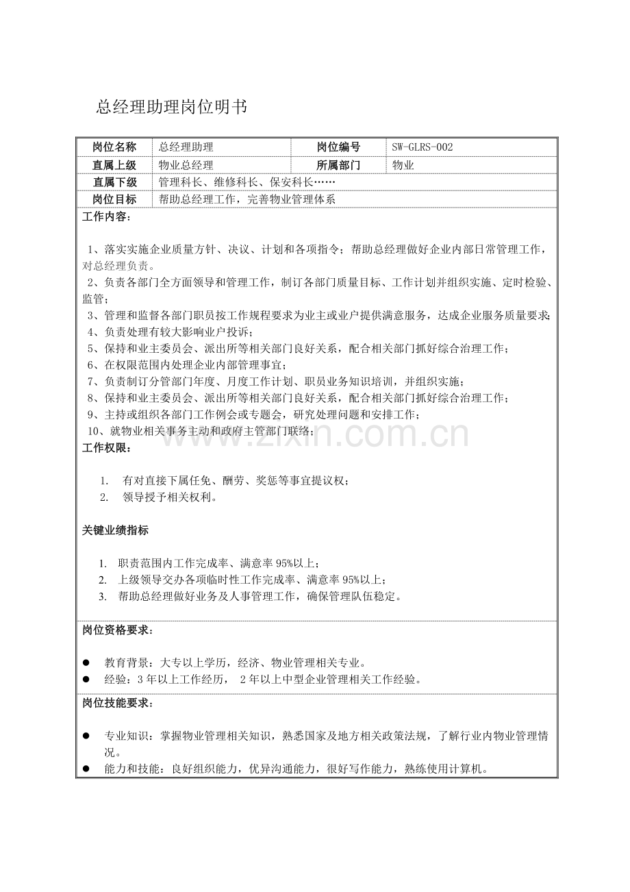 总经理助理岗位新版说明书.doc_第1页