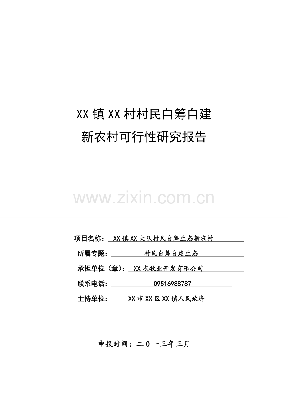 2016年村民自筹自建新农村建设可研报告1.doc_第1页