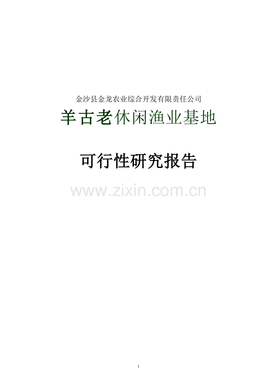 休闲渔村基地项目可行性研究报告.doc_第1页