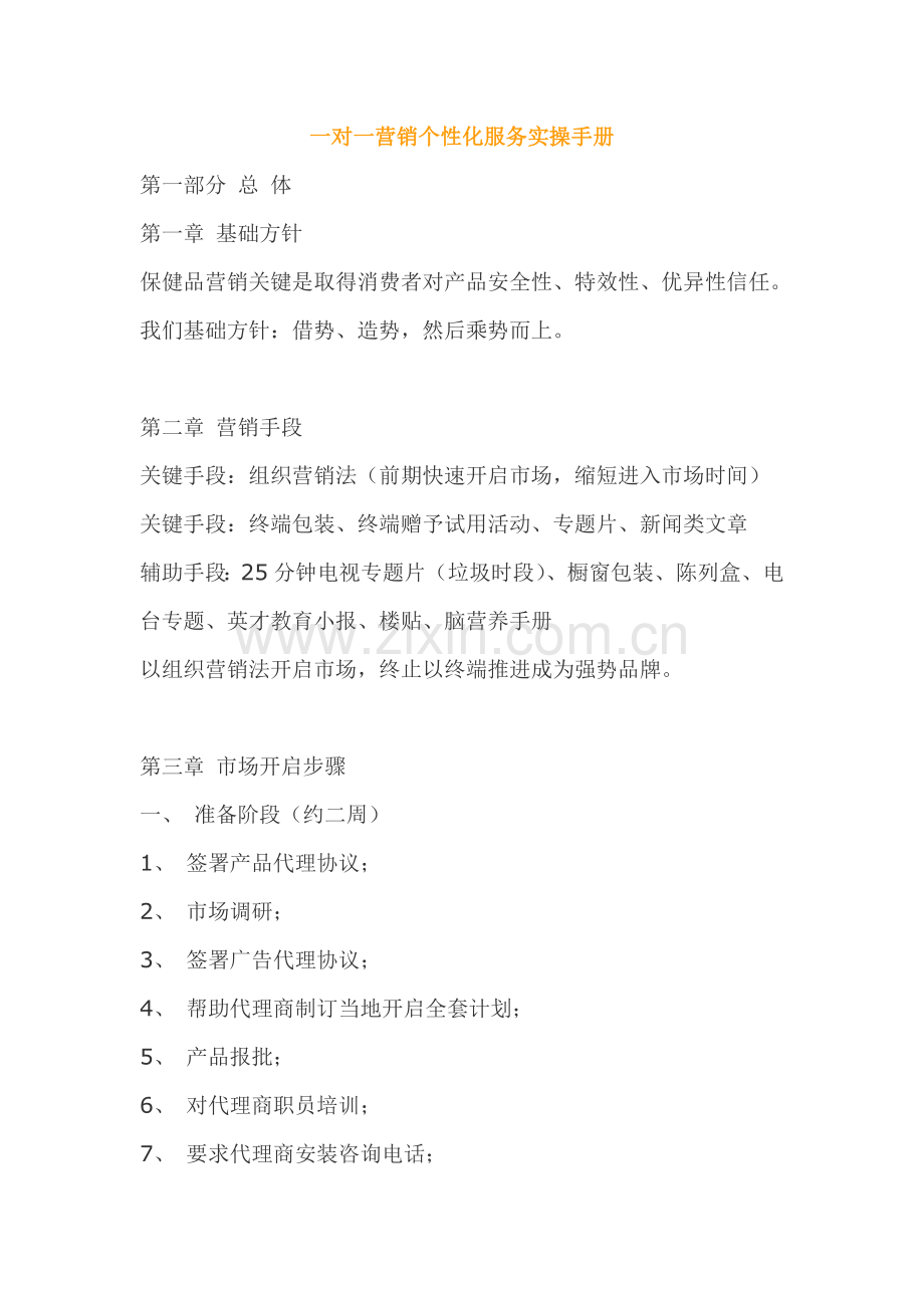 一对一营销个性化服务实操手册模板.doc_第1页