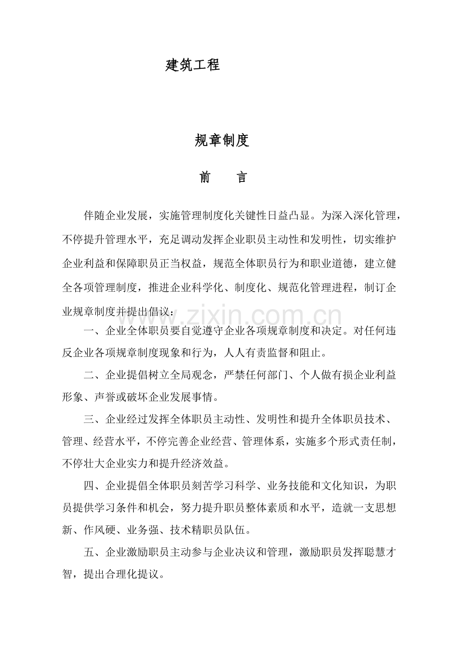 建筑工程综合项目工程有限公司专项规章新规制度.doc_第1页