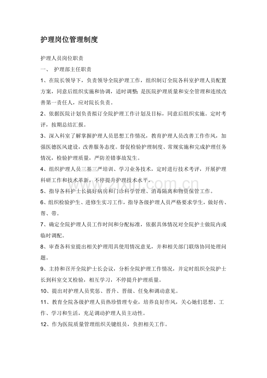 护理岗位管理核心制度.doc_第1页