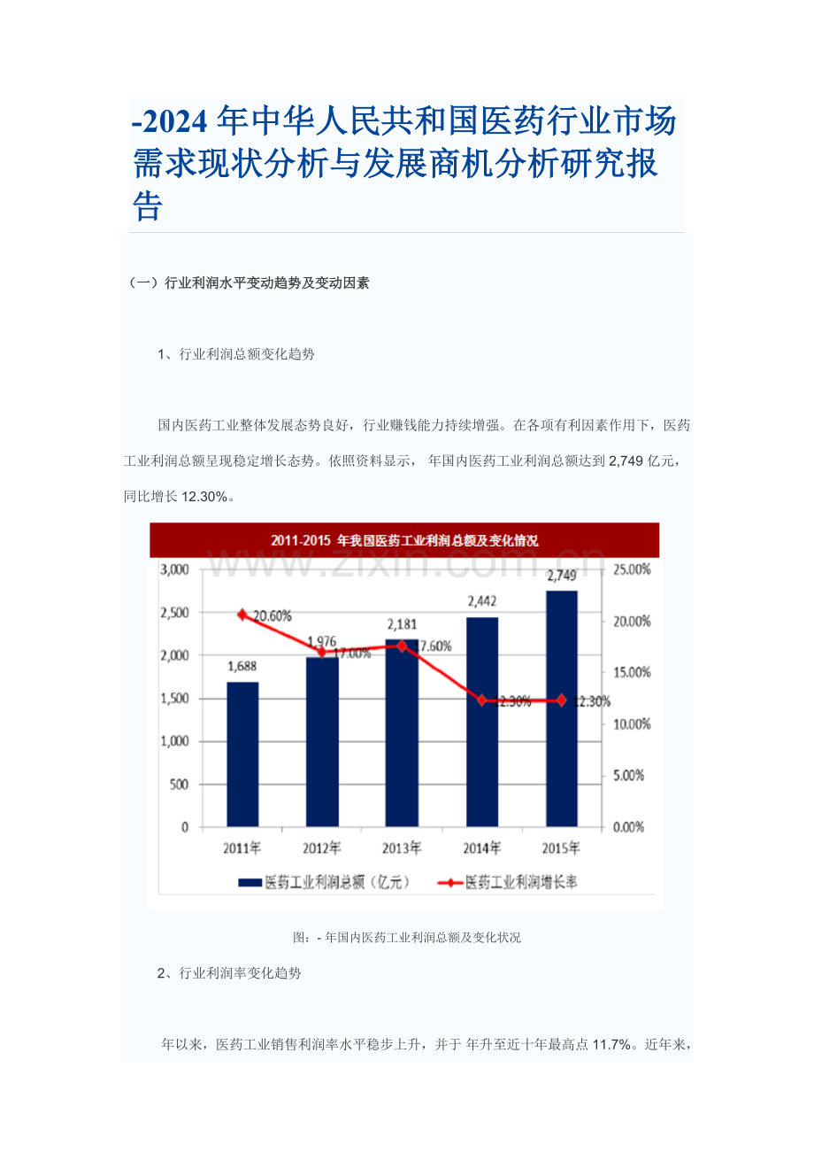年中国医药行业市场需求现状分析与发展商机分析研究应用报告.doc_第1页