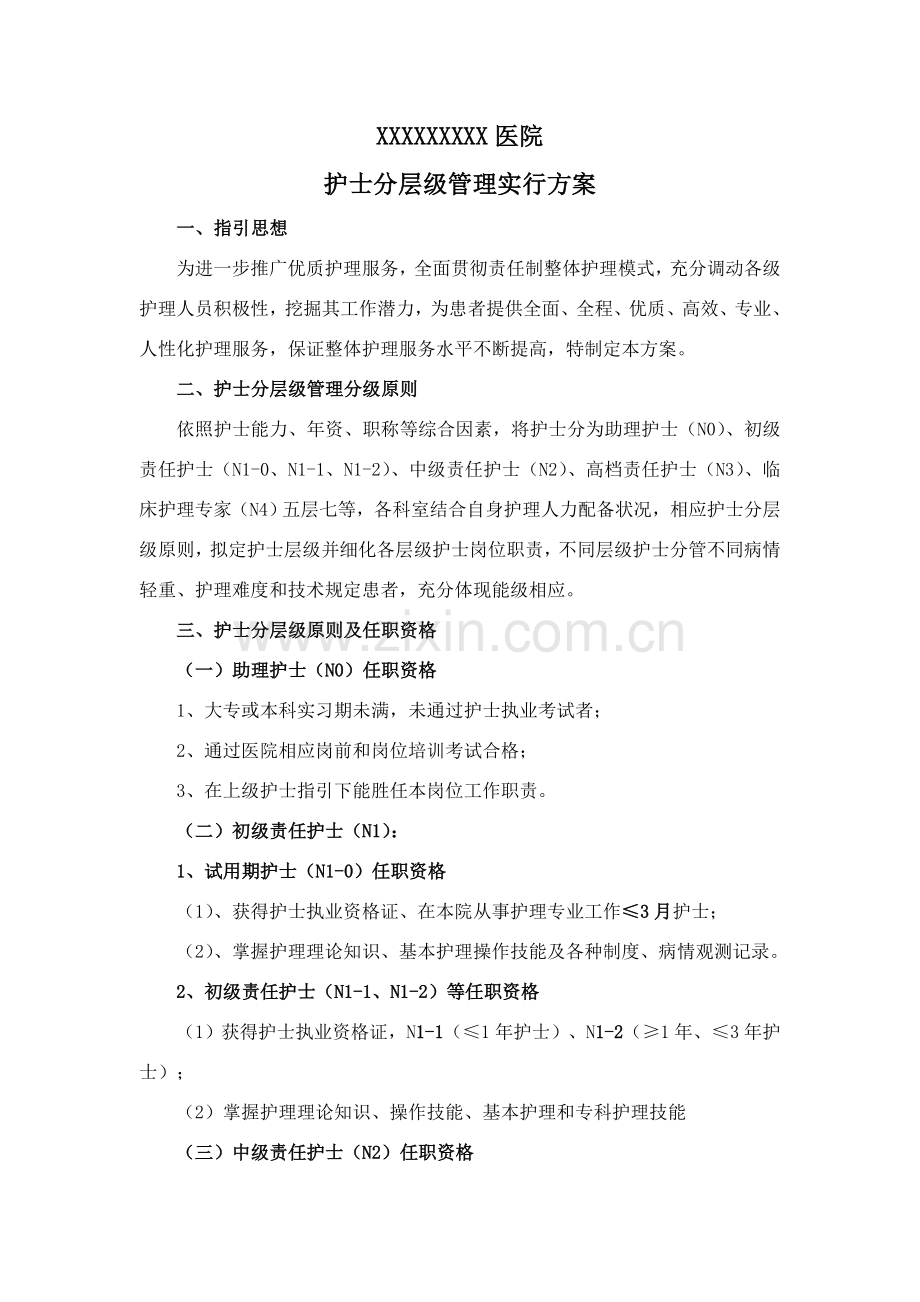 护理人员层级管理实施及培训专项方案.doc_第1页