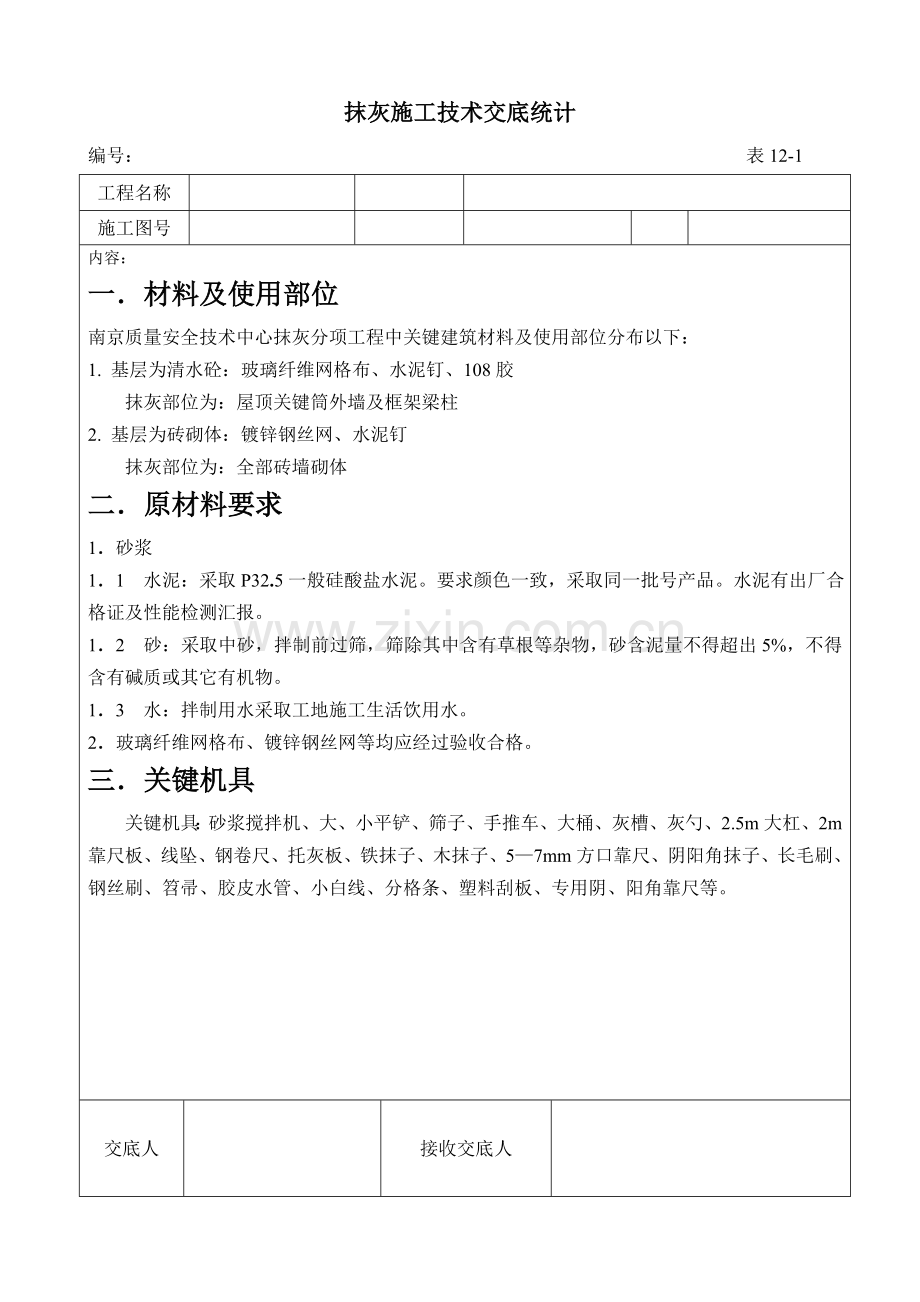 抹灰综合重点工程综合标准施工核心技术交底.doc_第1页