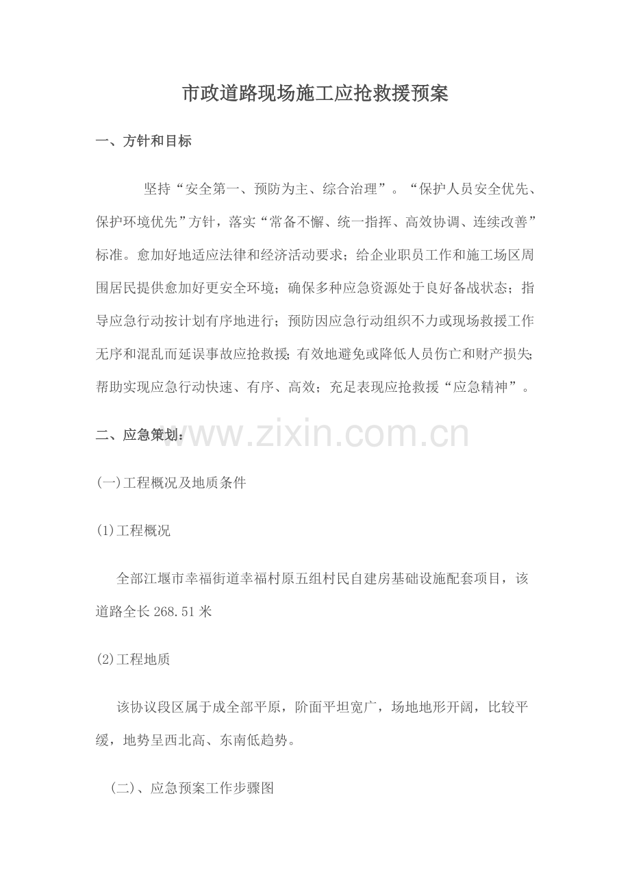 市政道路现场综合项目施工应急救援专项预案下载.doc_第1页