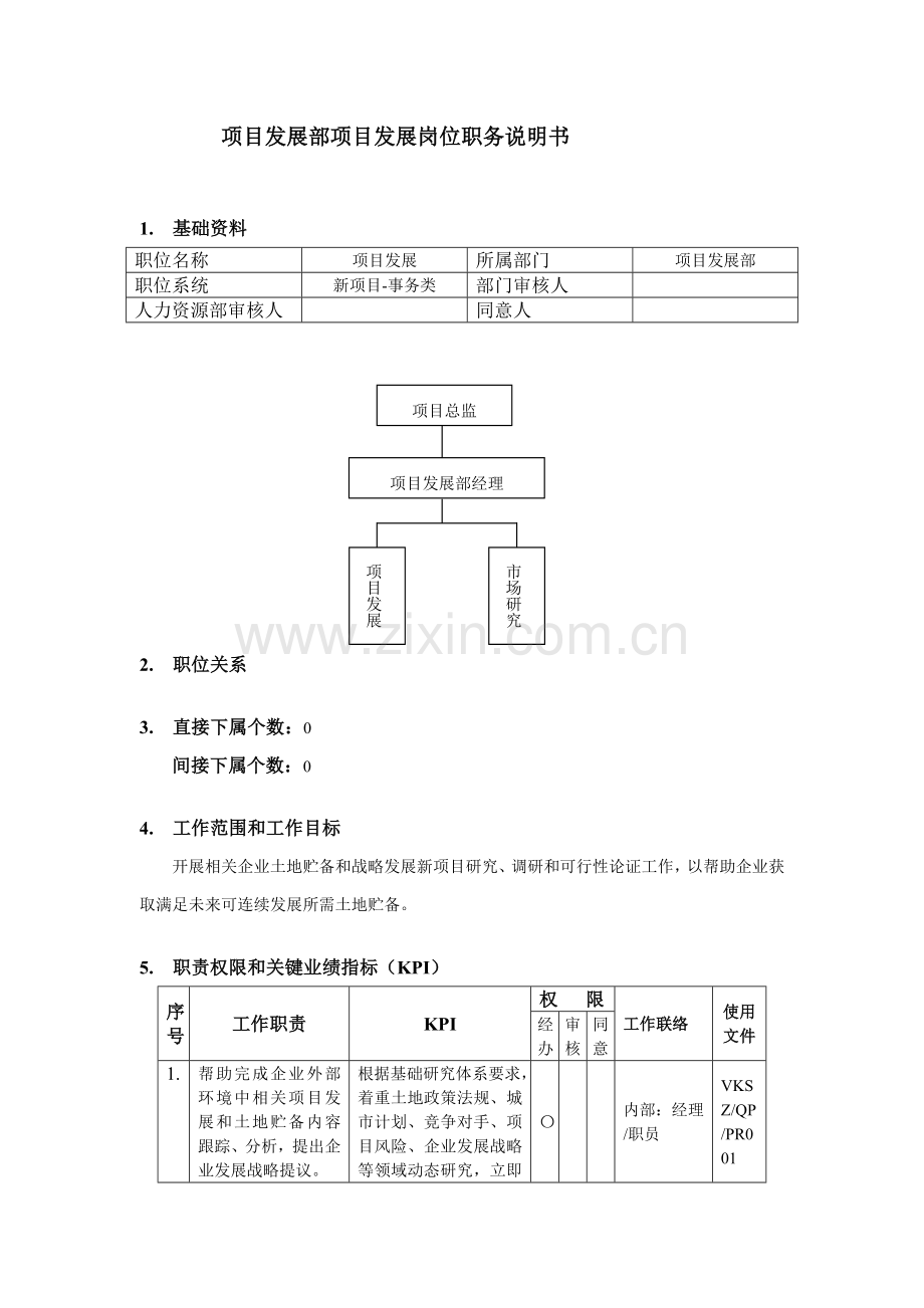 万科综合项目发展部综合项目发展岗位职务说明指导书.doc_第1页