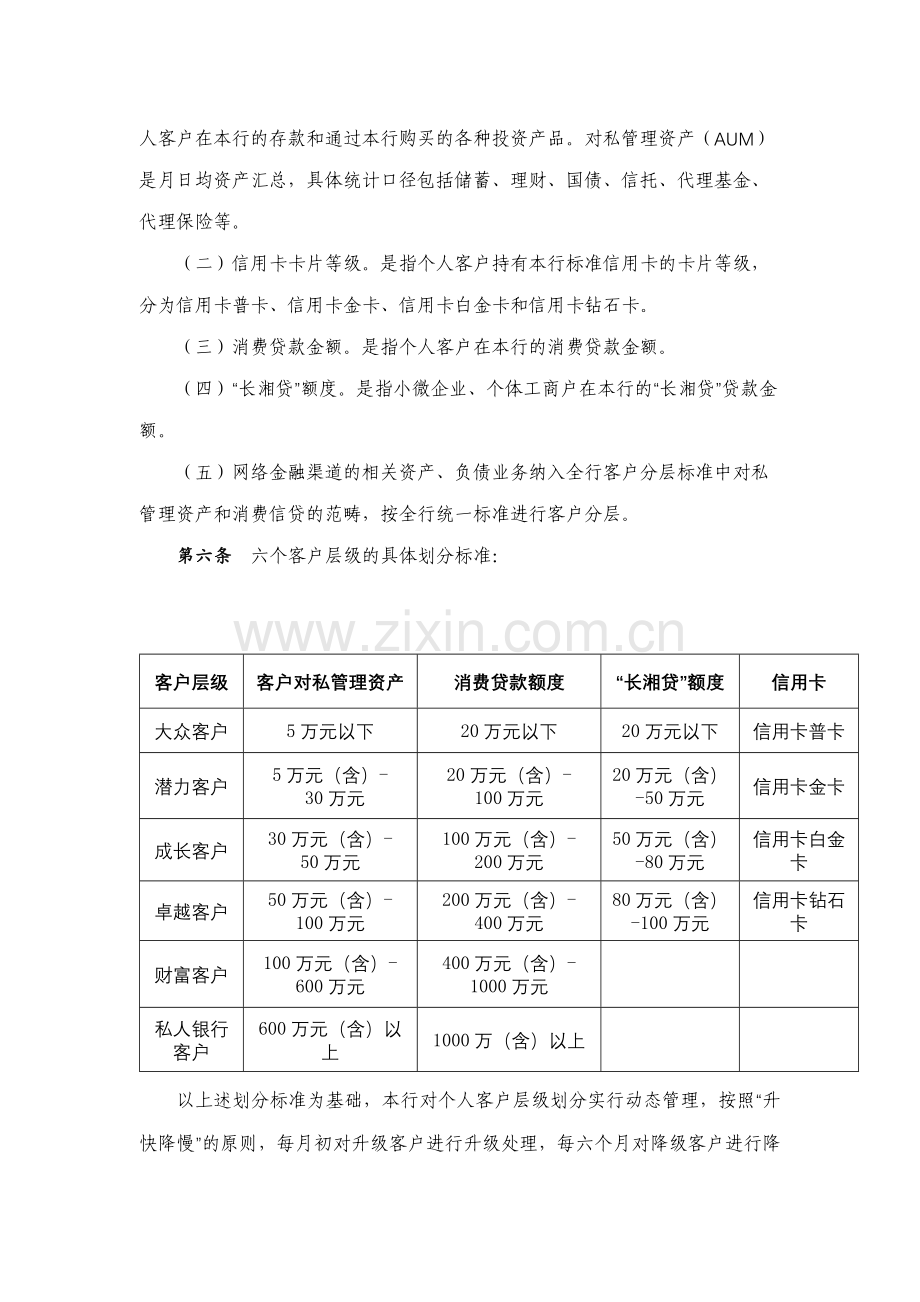 银行股份有限公司个人客户分层管理办法(试行)模版.docx_第2页