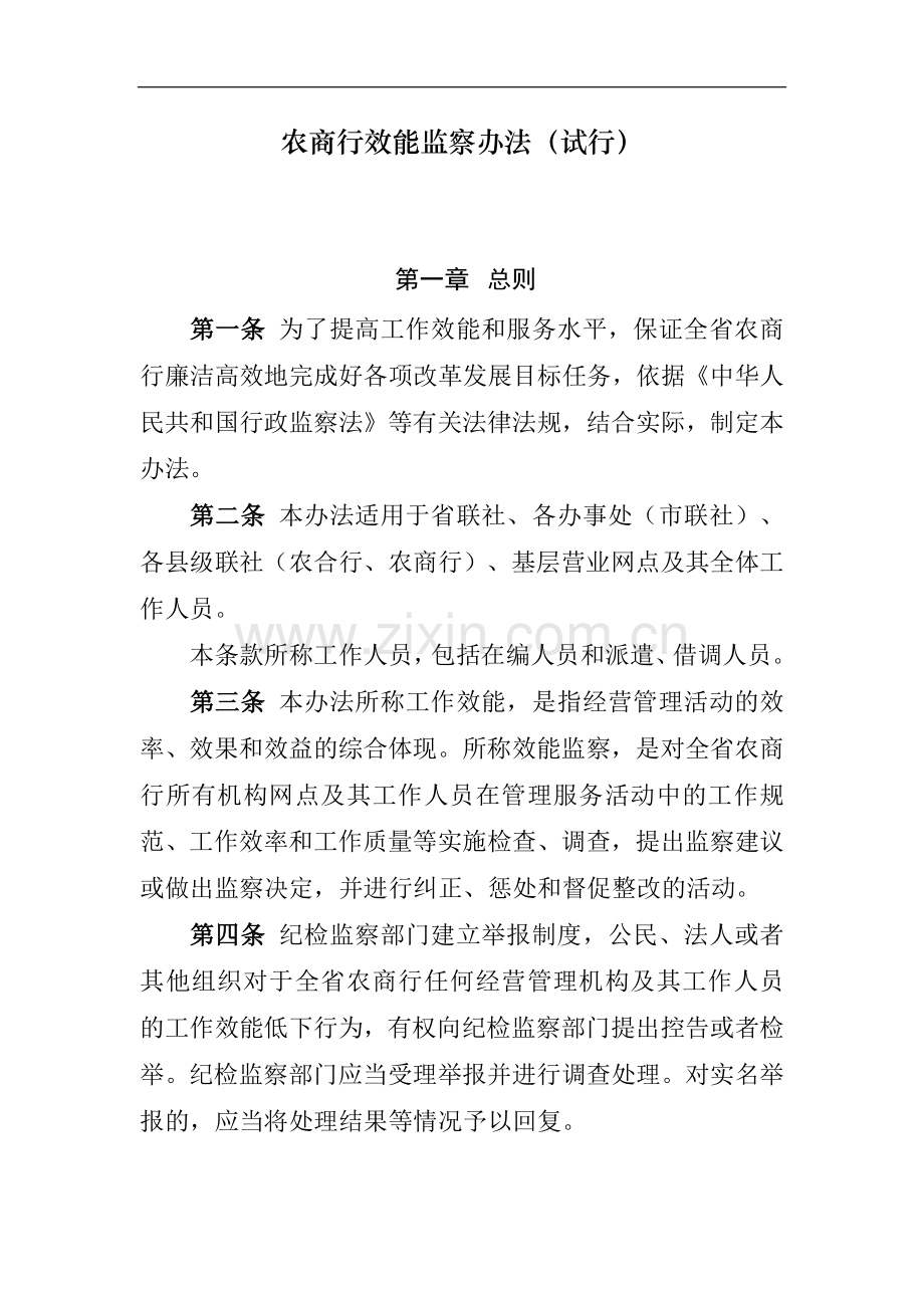 农商行效能监察办法-模版-.docx_第1页
