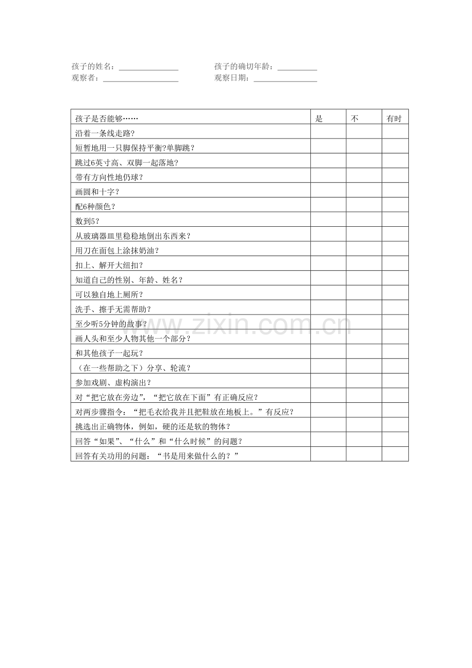 幼儿园4岁幼儿发展检核表.doc_第1页