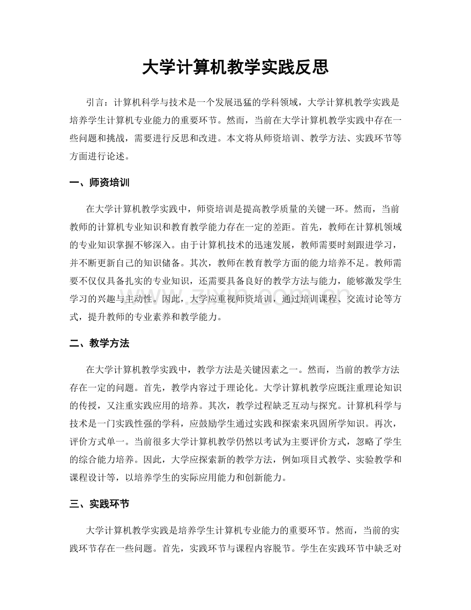 大学计算机教学实践反思.docx_第1页
