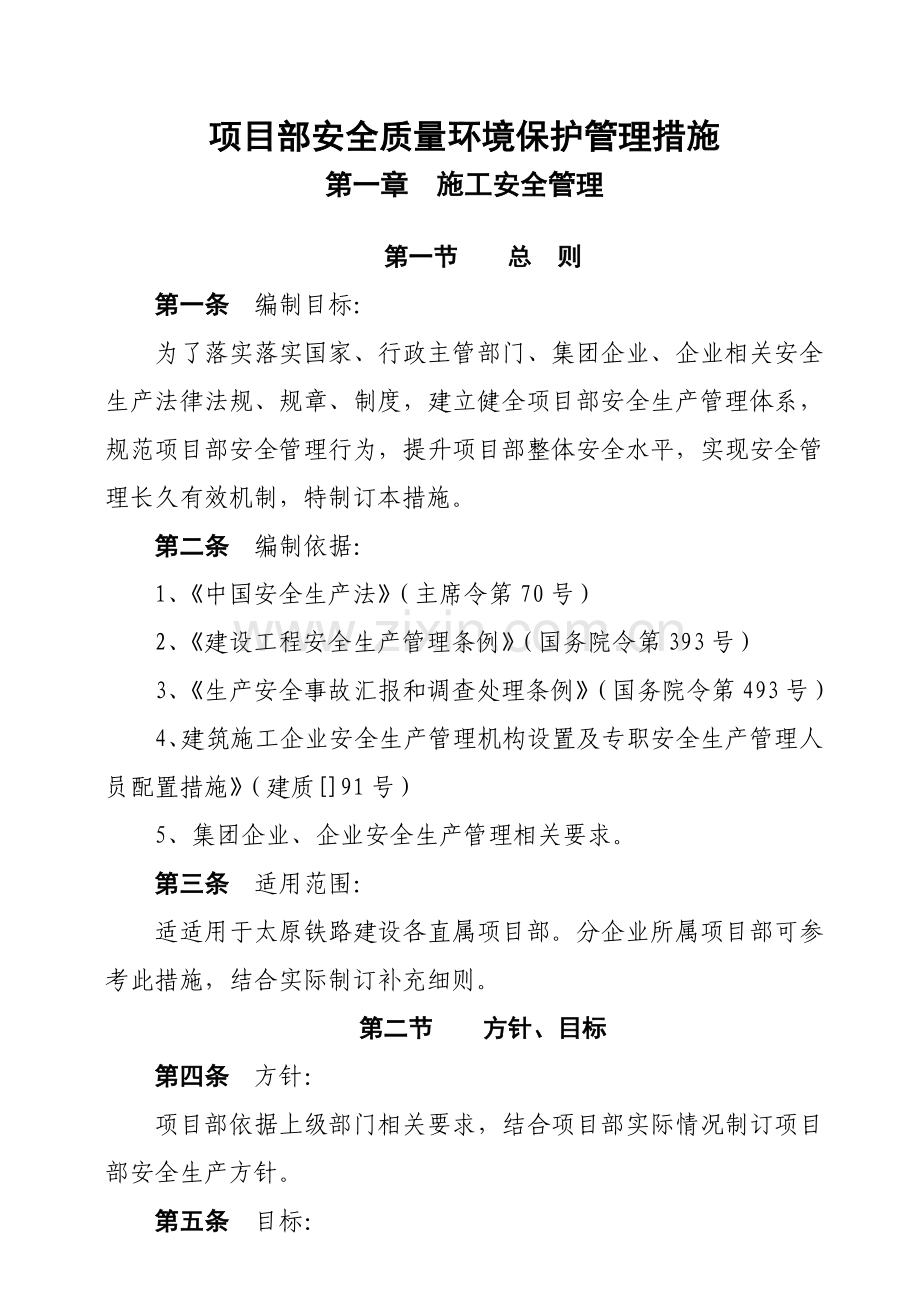 安全质量环保管理办法模板.doc_第1页