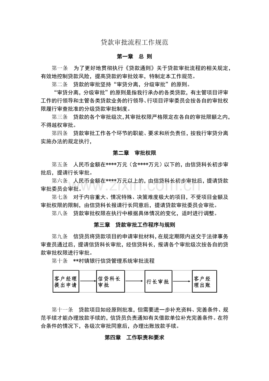 村镇银行贷款审批流程工作规范模版.docx_第1页
