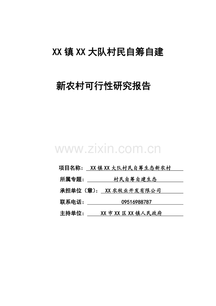 村民自筹自建新农村可行性研究报告.doc_第1页