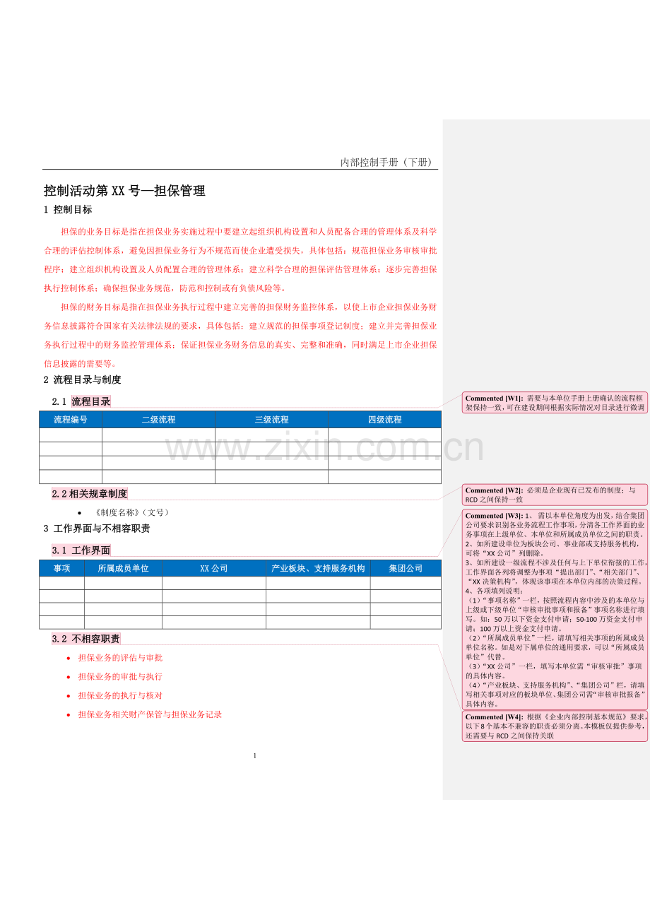 企业内控手册之担保管理流程-手册模板.docx_第1页