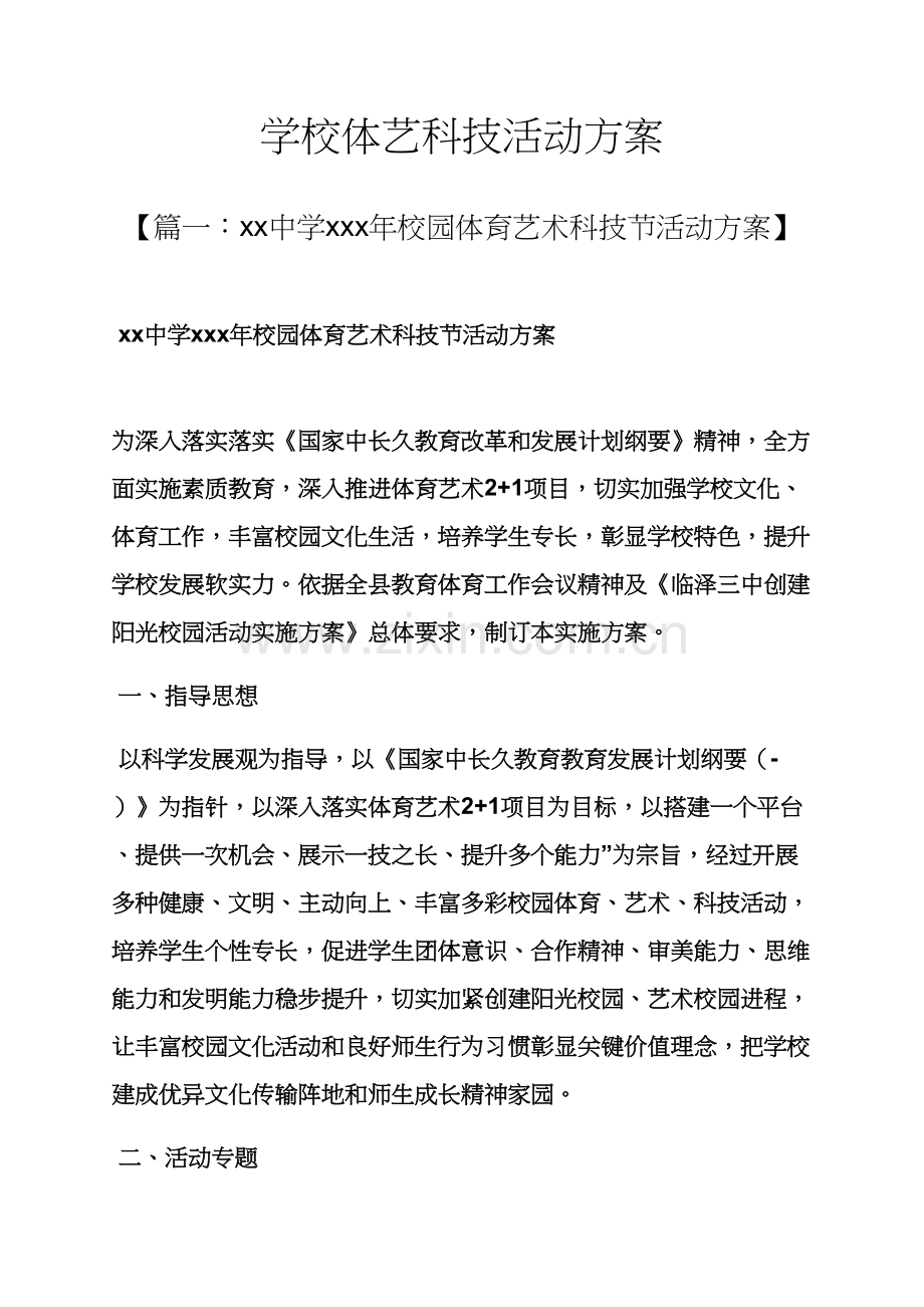 学校体艺科技活动专项方案.docx_第1页