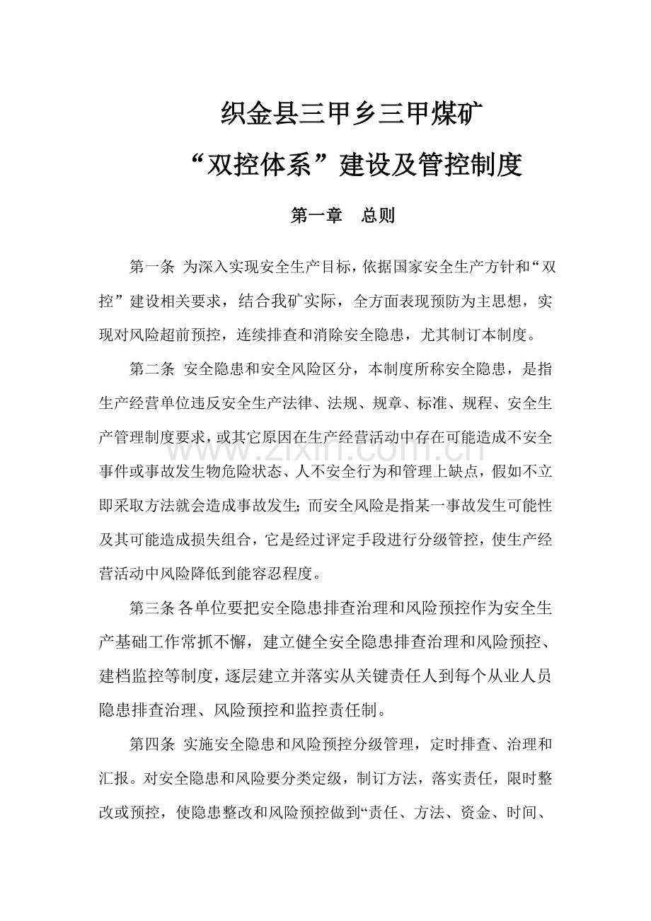 三甲煤矿双控标准体系建设及管控新规制度.doc_第1页