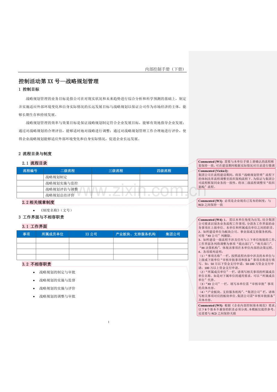 企业内控手册之战略规划流程-手册模板.docx_第1页