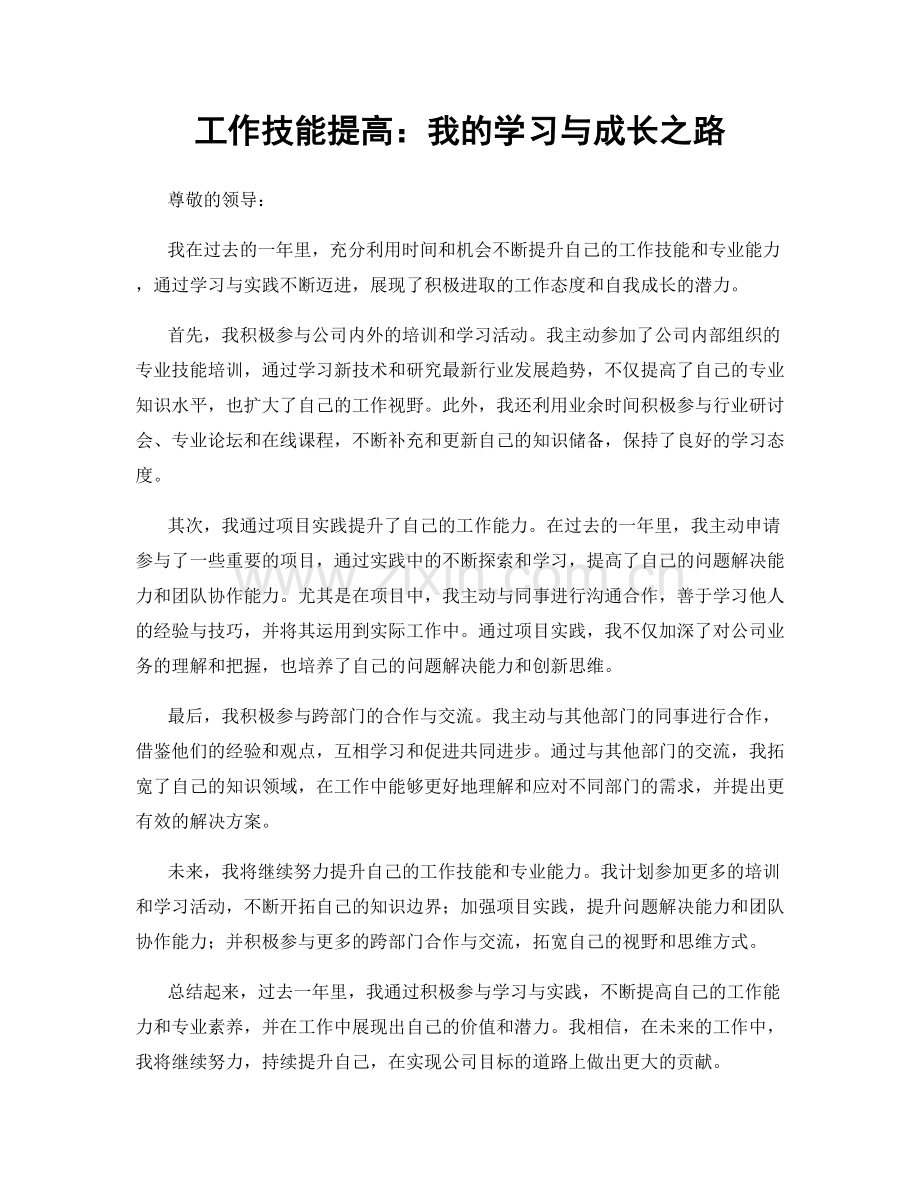 工作技能提高：我的学习与成长之路.docx_第1页