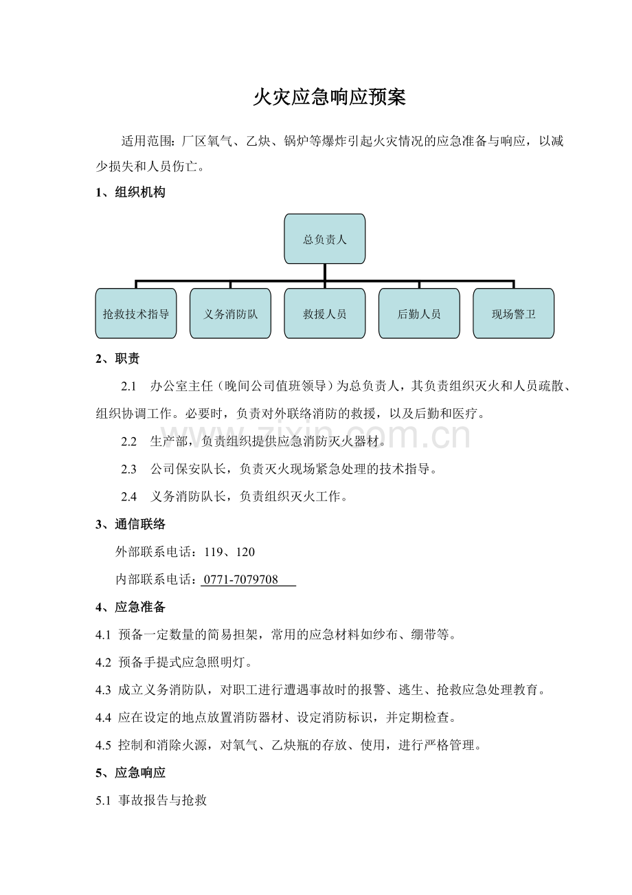 铁塔公司火灾应急响应预案模版.doc_第1页