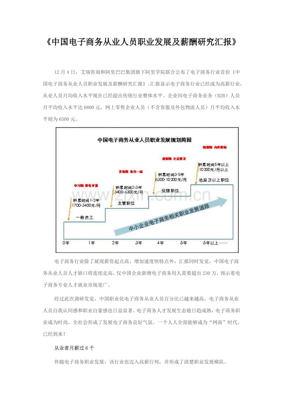 中国电子商务从业人员职业发展及薪酬研究应用报告文档.doc_第1页