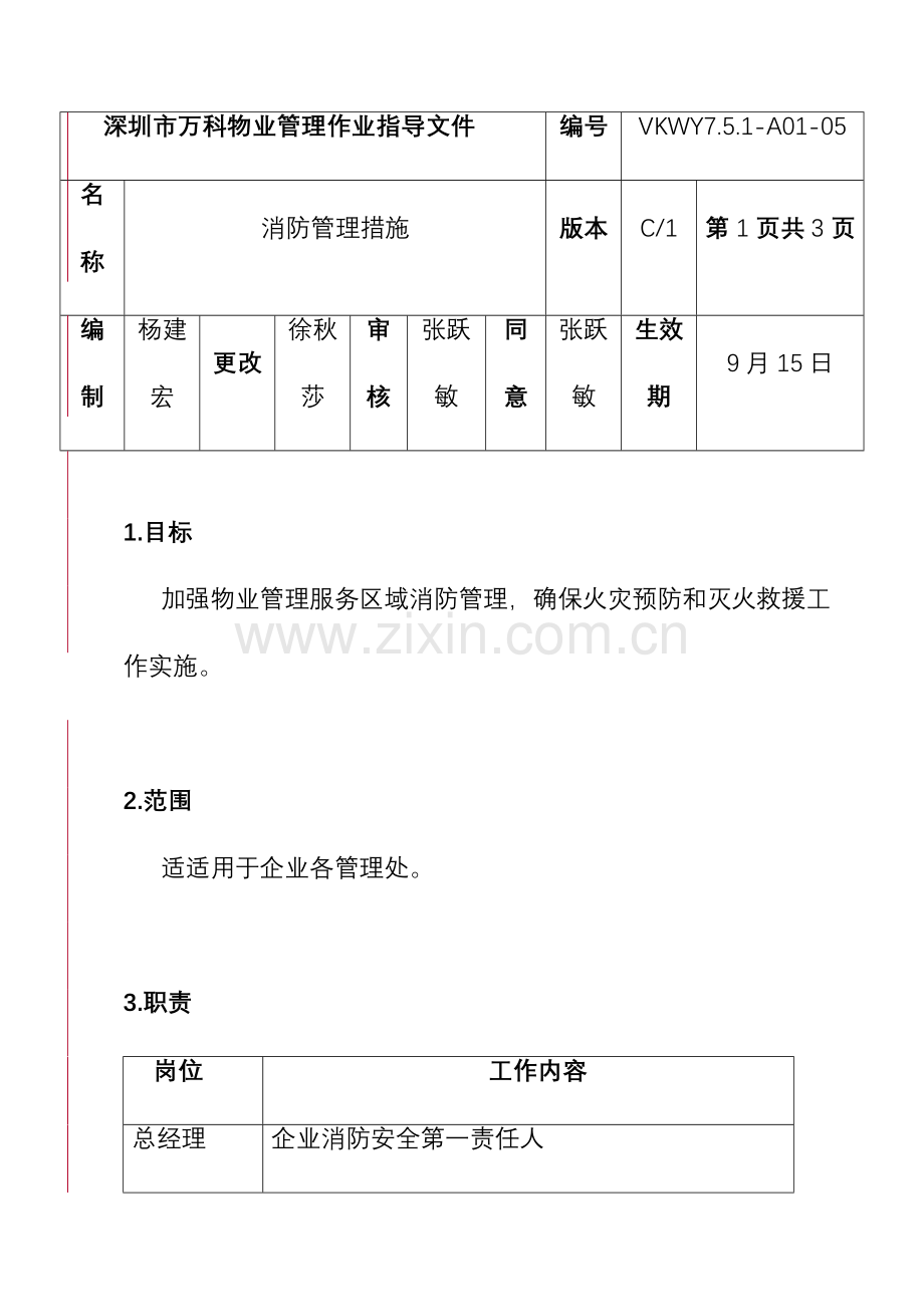 公司消防管理办法模板.doc_第1页