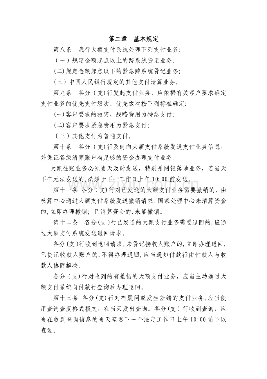 银行综合业务系统大额支付业务处理办法模版.docx_第2页