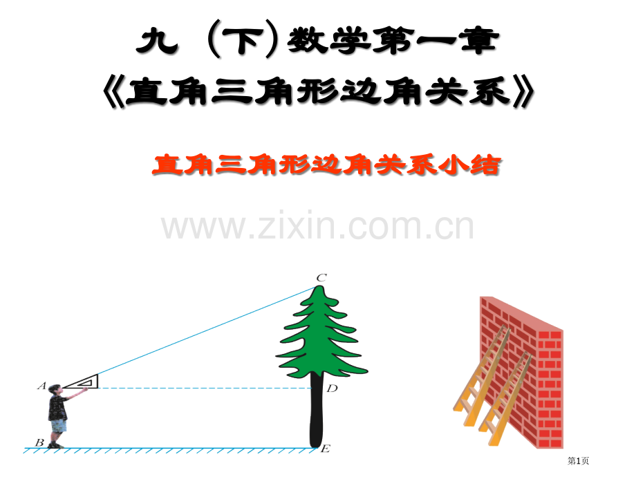 同步课件九年级数学下册北师大版第一章直角三角形的边角关系复习课件省公共课一等奖全国赛课获奖课件.pptx_第1页