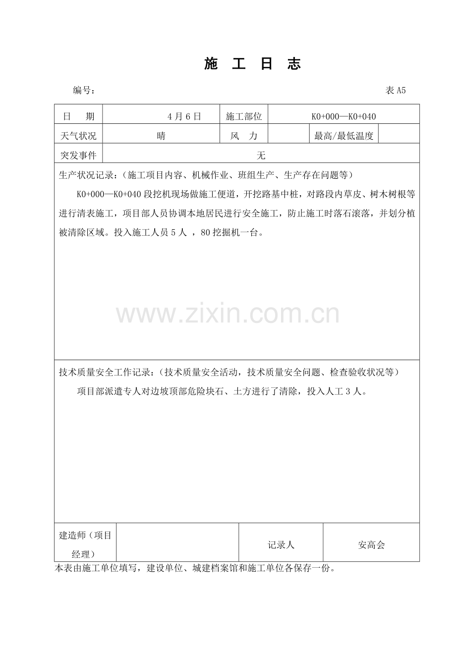 公路综合项目工程综合项目施工日志范本.doc_第1页