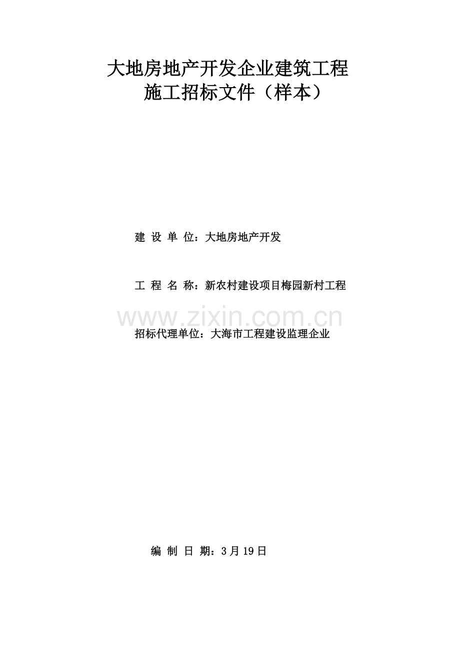 房地产开发公司建筑工程施工招标文件模板模板.doc_第1页