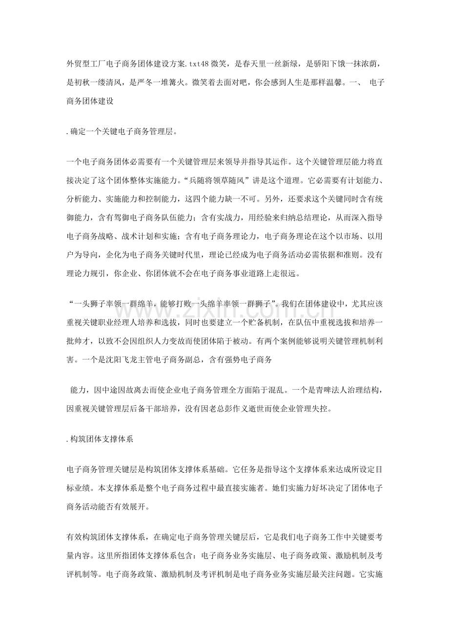 外贸型工厂电子商务团队建设专项方案.doc_第1页