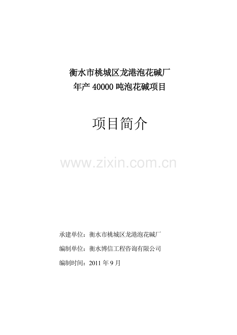 衡水市桃城区龙港泡花碱厂年产40000吨泡花碱项目建设可研报告.doc_第1页