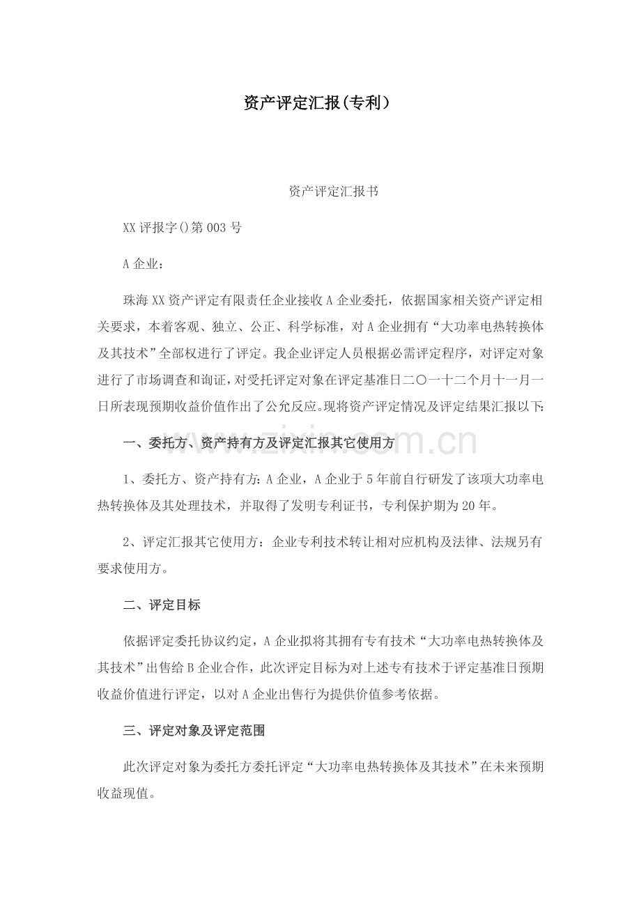 专利评估综合报告模板.doc_第1页