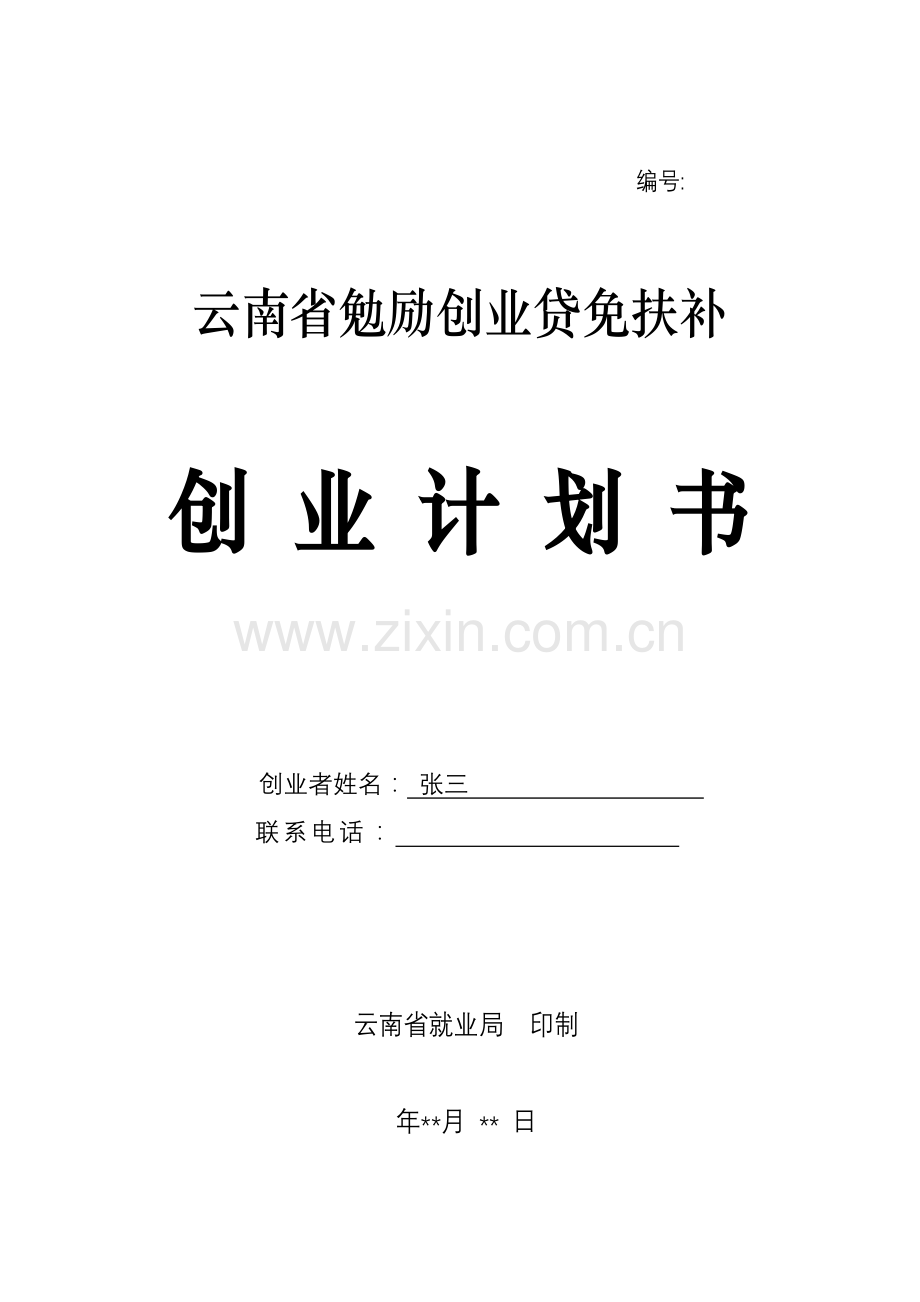 创业专题计划书填写范本.doc_第1页