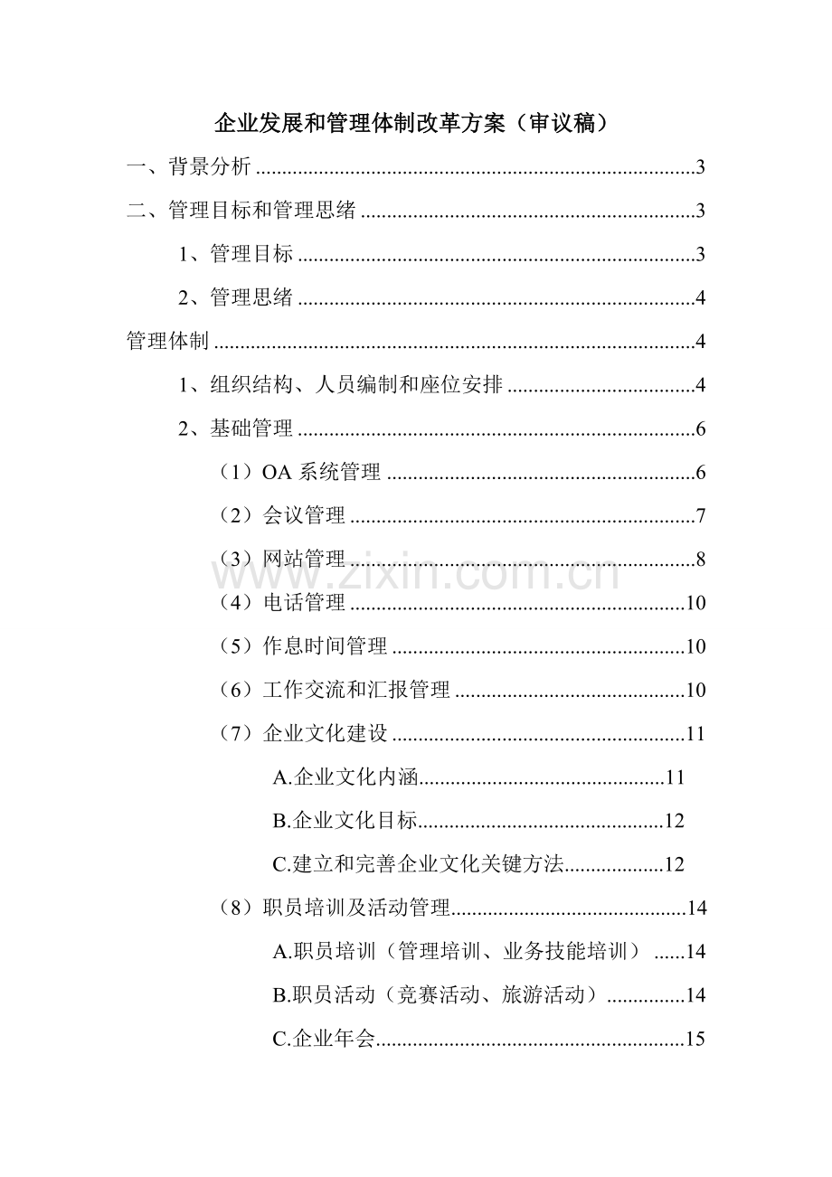 公司发展和管理体制改革专业方案.doc_第1页