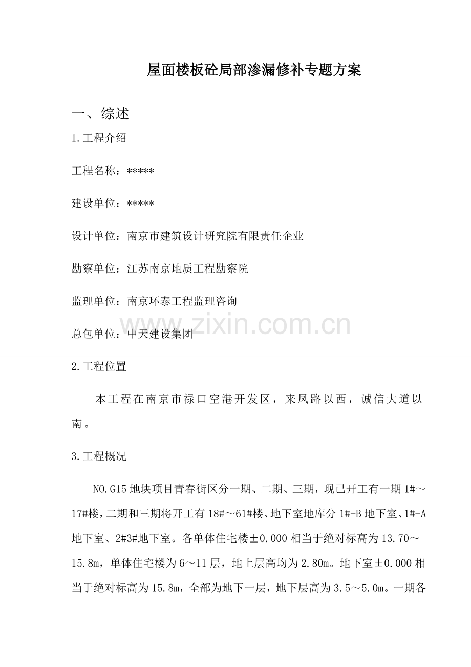 屋面楼板砼局部渗漏修补专业方案.doc_第2页