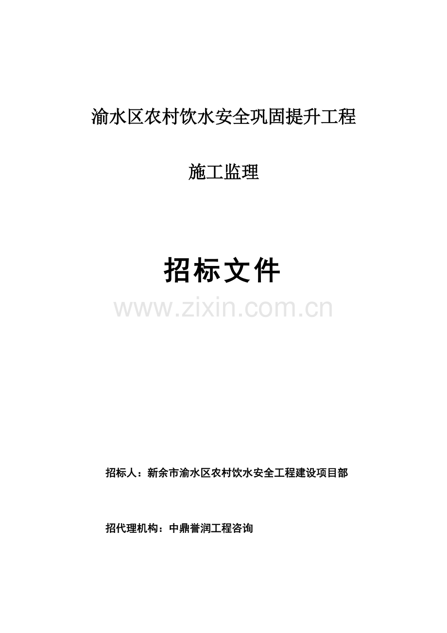 农村饮水安全巩固提升工程施工监理招标文件模板.doc_第1页