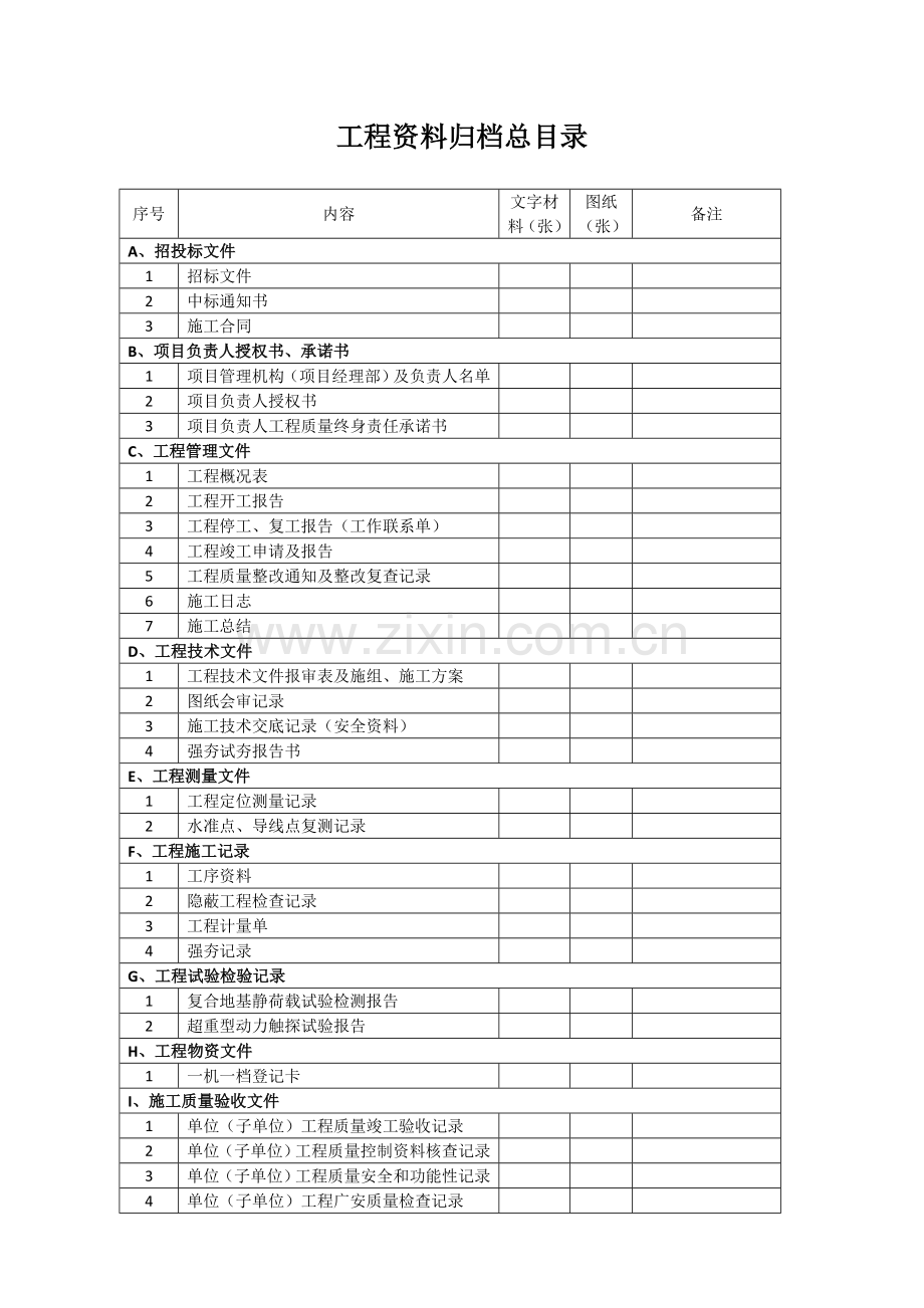 工程资料归档总目录.docx_第1页