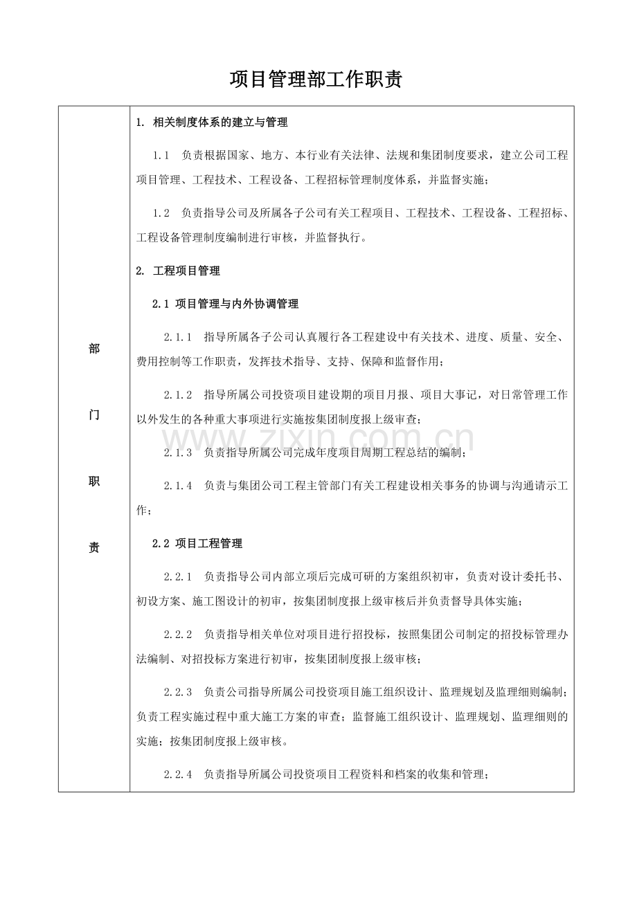 公司项目管理部职责.docx_第1页