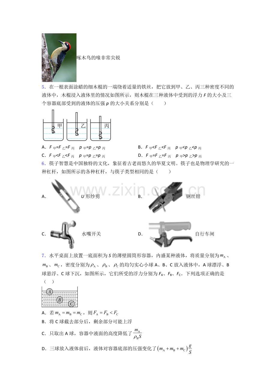 物理初中人教版八年级下册期末资料专题题目A卷.doc_第2页