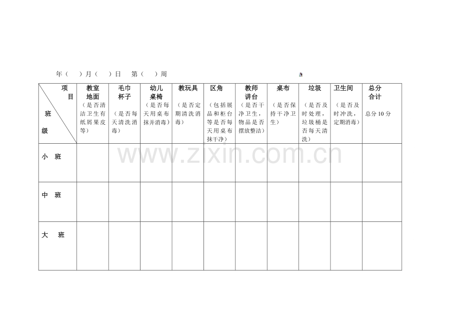 幼儿园卫生检查记录表.doc_第1页