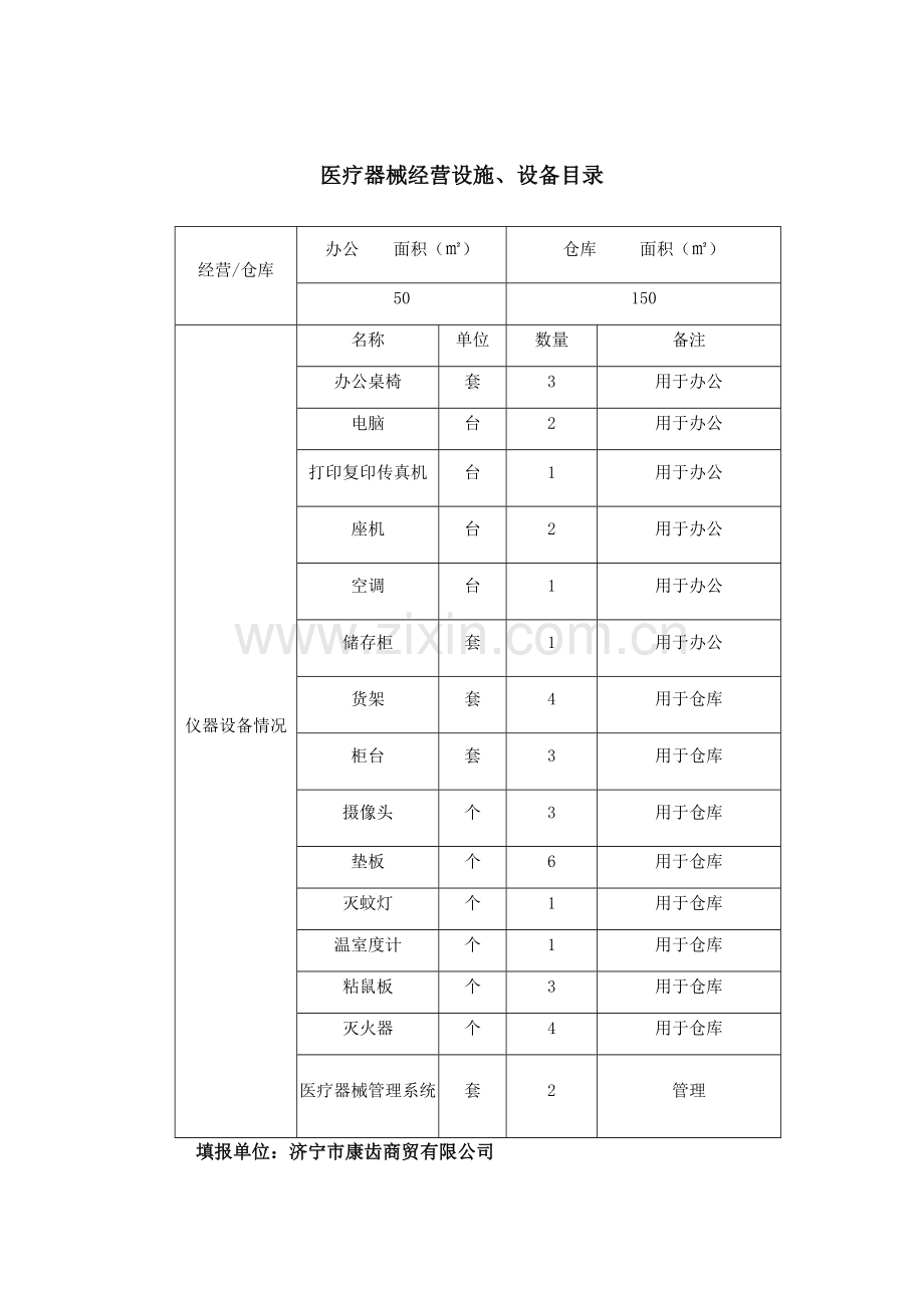 医疗器械经营设施设备目录.docx_第1页