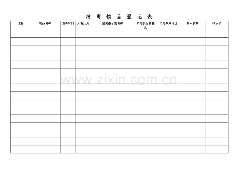 医院消毒物品登记表.doc_第1页
